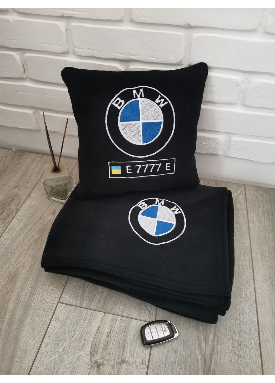 Автомобильная подушка и плед с вышивкой логотипа BMW No Brand (369717493)