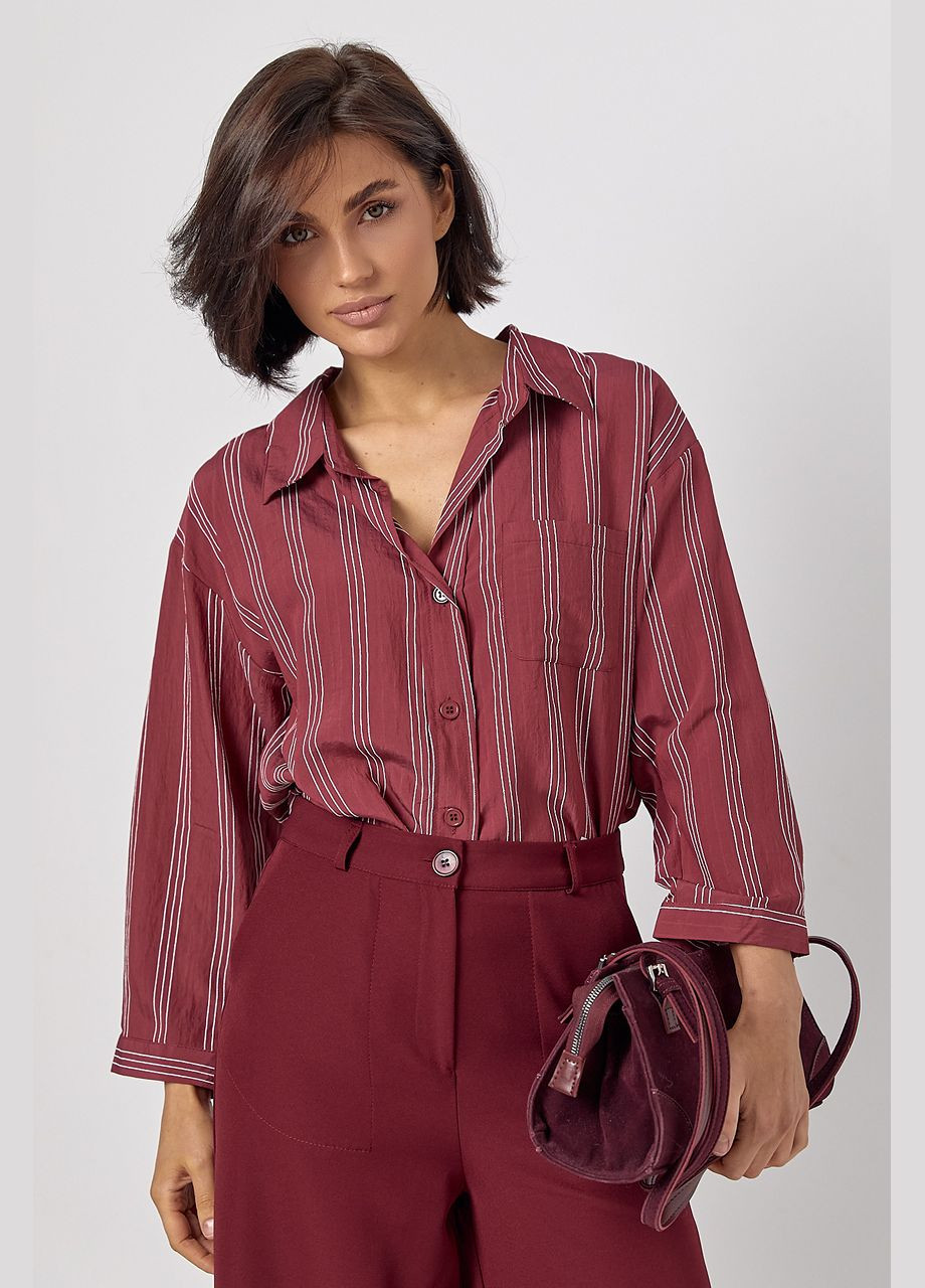 Жіноча сорочка у смужку з рукавами три чверті Lurex (319311916)