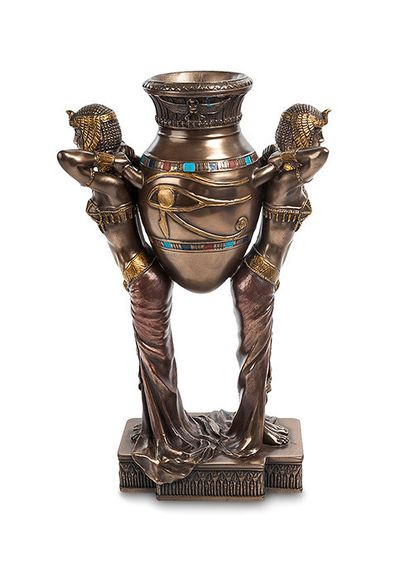 Статуетка ваза Єгиптянки з вазою 28х10х17 см 1903003 полістоун покритий бронзою Veronese (302239259)