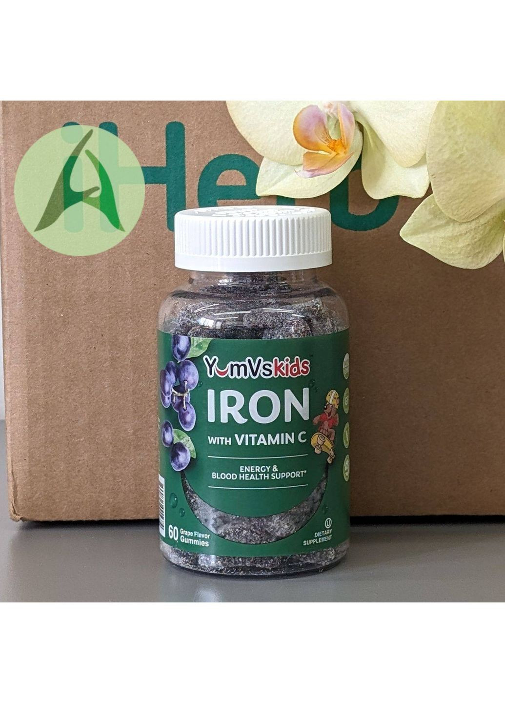 Pure, залізо з вітаміном C, виноград, 60 жувальних мармеладок YumVs (361858640)