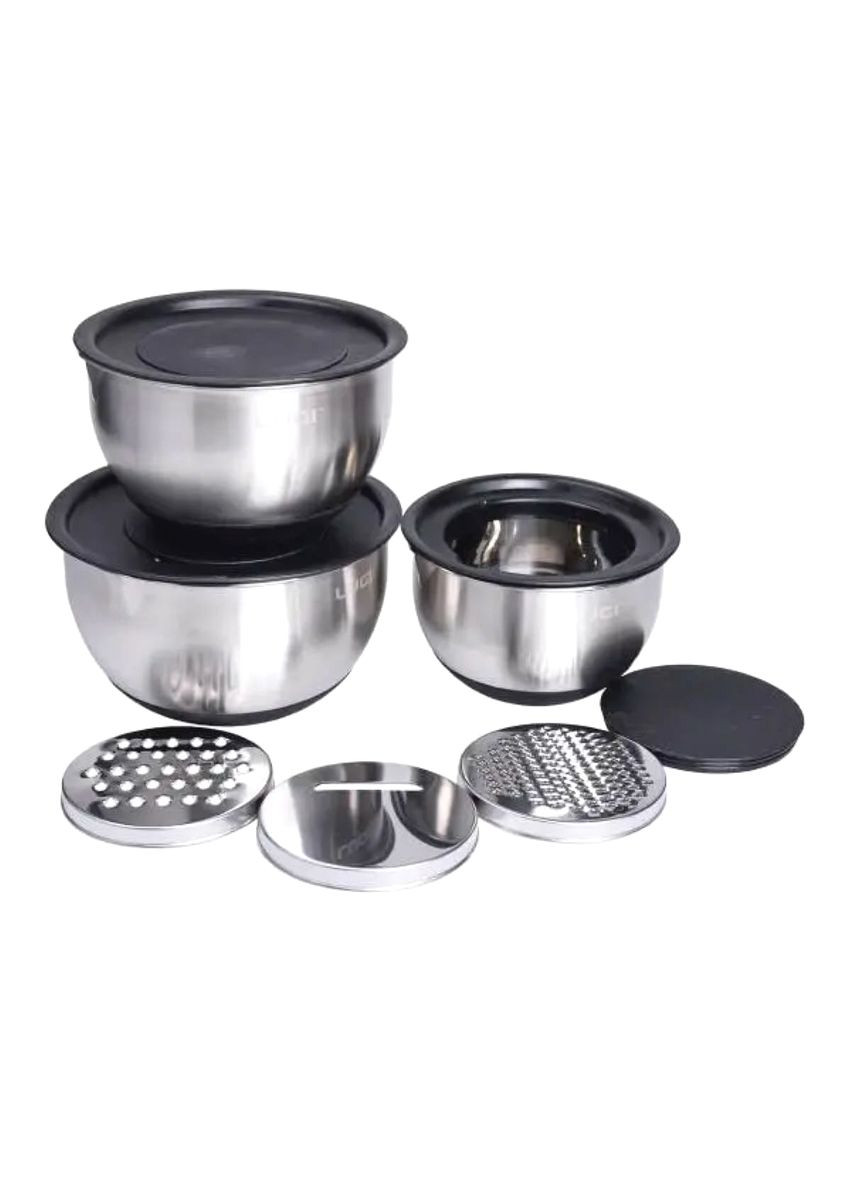 Набір мисок з нержавіючої сталі з кришками та терками для кухні салатники для зберігання їжі ProDobro (364191836)
