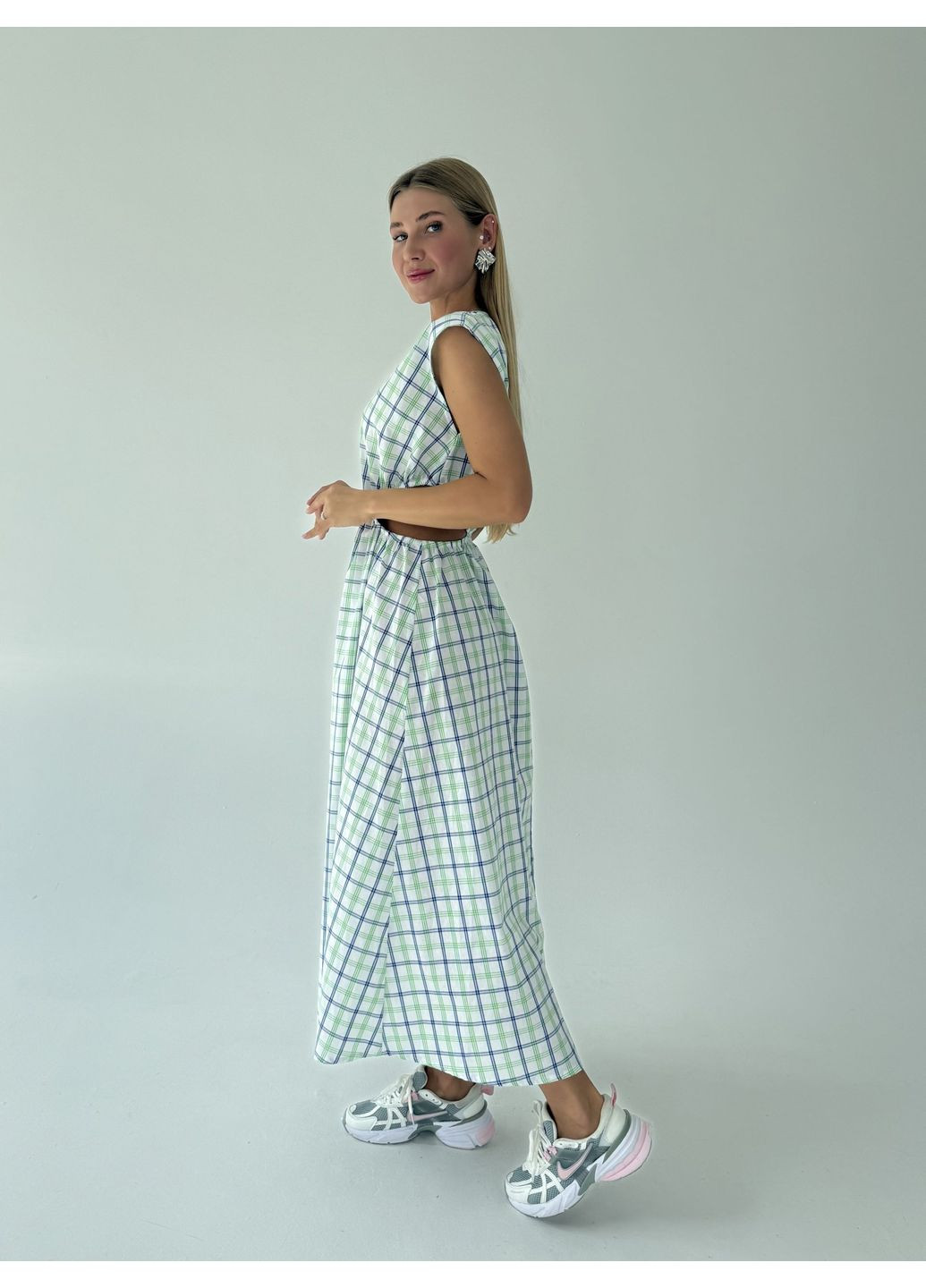 Комбинированное платье 1600782504al зеленый Alvo