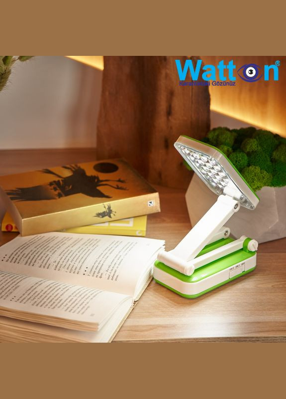 Настольная светодиодная аккумуляторная лампа на гибкой ножке WT-006 Зеленый и лампа на батарейках в подарок! Watton (317590647)