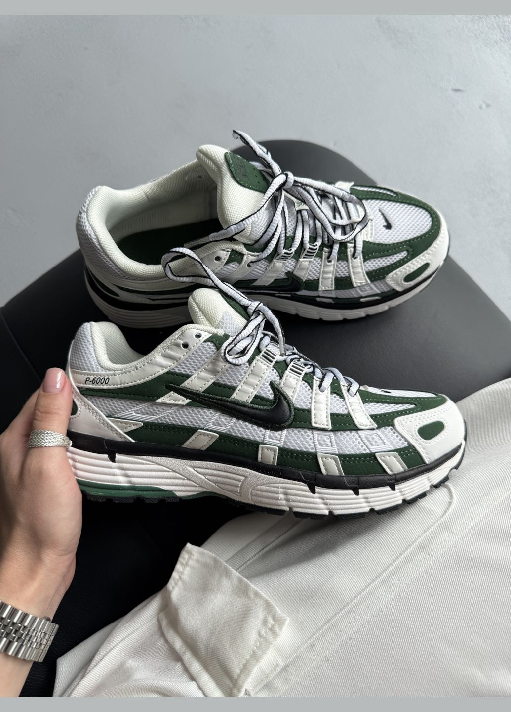 Кросівки жіночі і чоловічі Nike P-6000 White Green Black | Найк Р-6000 зелені No Brand зелені демісезони (342717942)