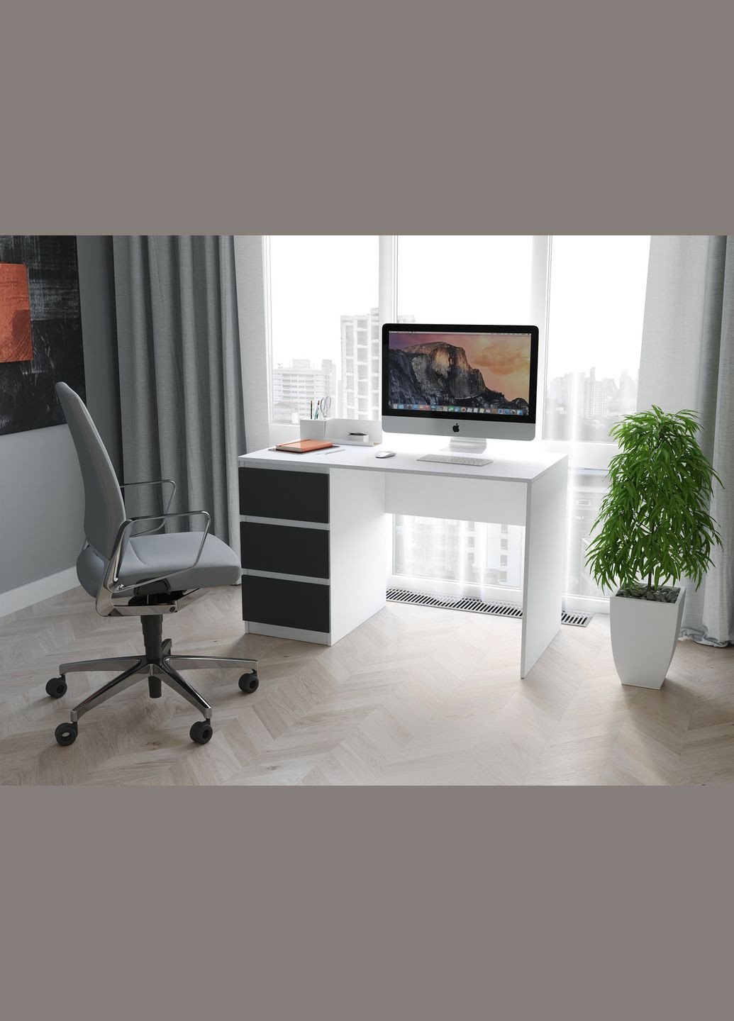 Комп'ютерний стіл T-224 Left Ш1200 мм/В755 мм/Г600 мм Білий-Антрацит MORELI (312232436)