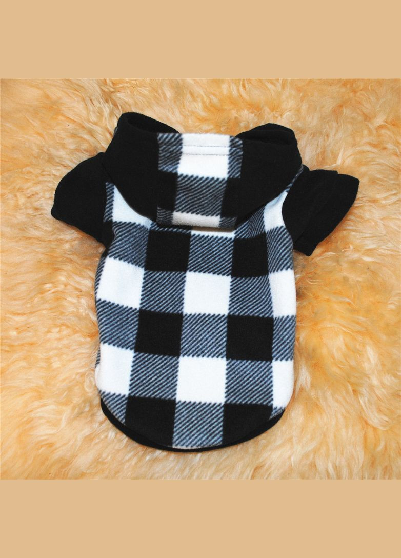 Тепле худі для котів з капюшоном Pet Style "Велика клітинка" Чорна M No Brand - (323235132)