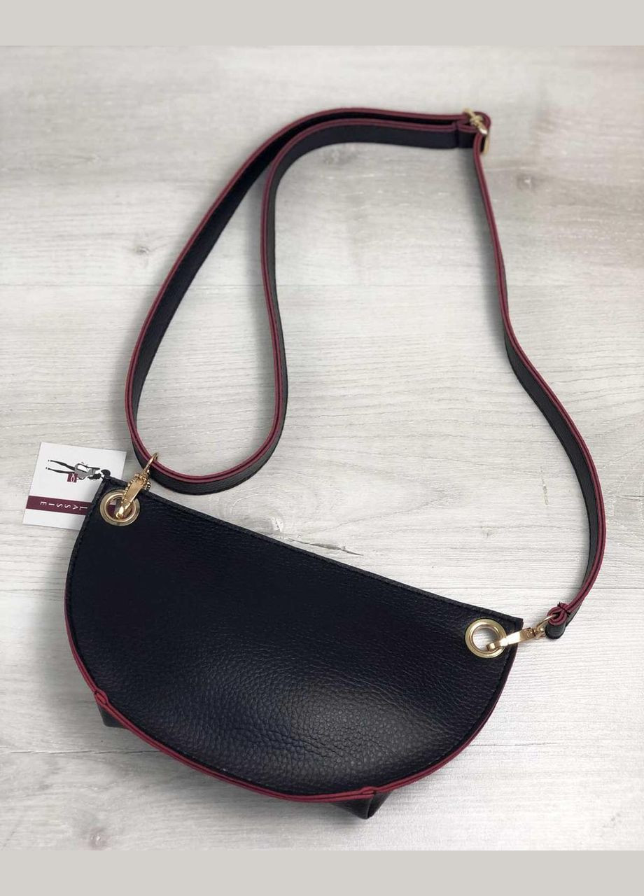 Женская сумка из экокожи поясная-кроссбоди «Нана» черная с красным цвета WeLassie (298568013)