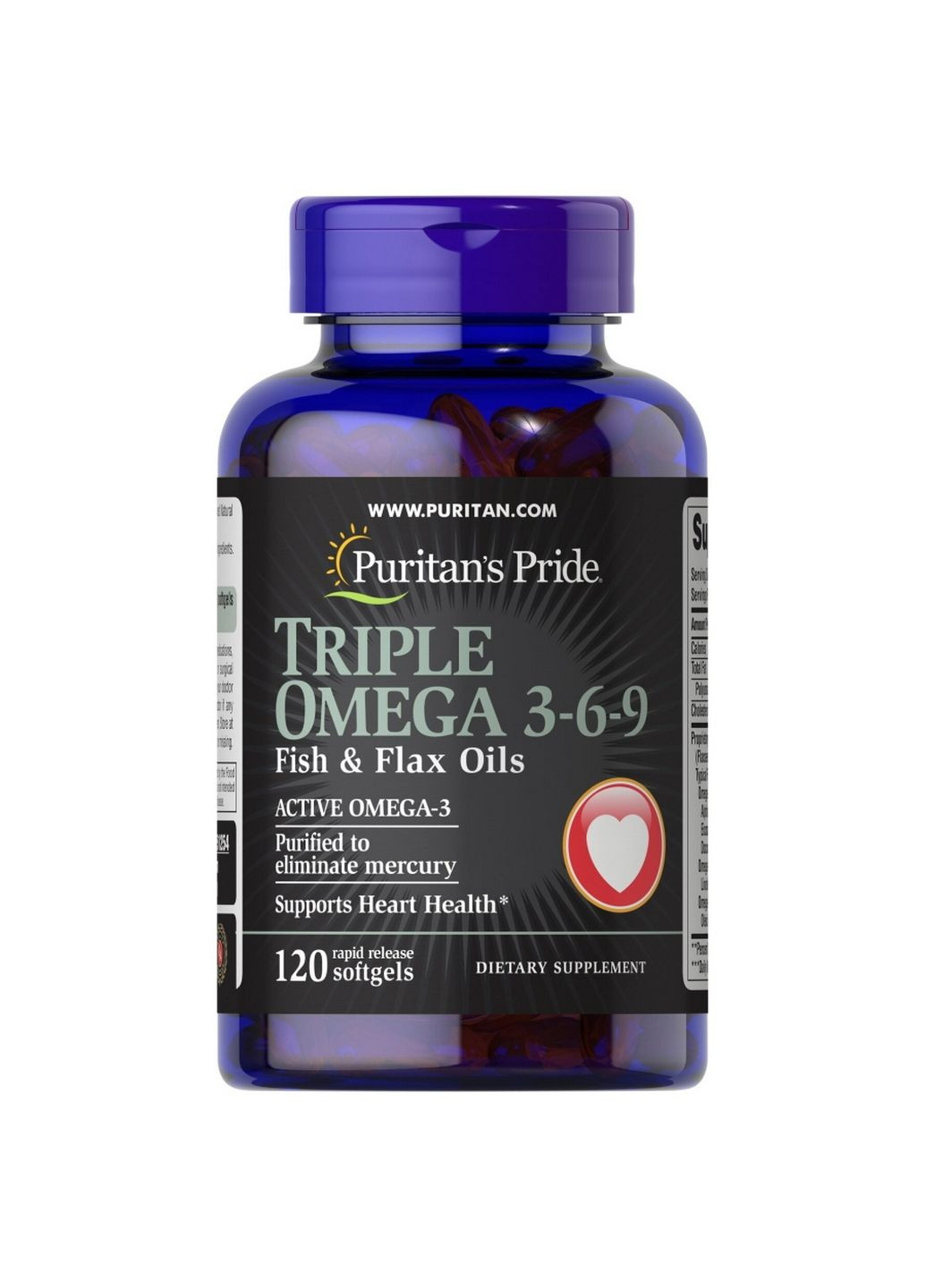 Жирные кислоты Triple Omega 3-6-9 Fish, Flax Oils, 120 капсул Puritans Pride (293341126)