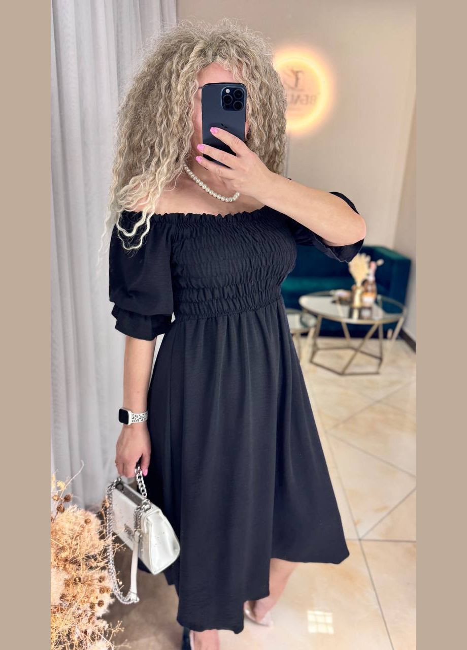 Чорна кежуал сукня No Brand однотонна