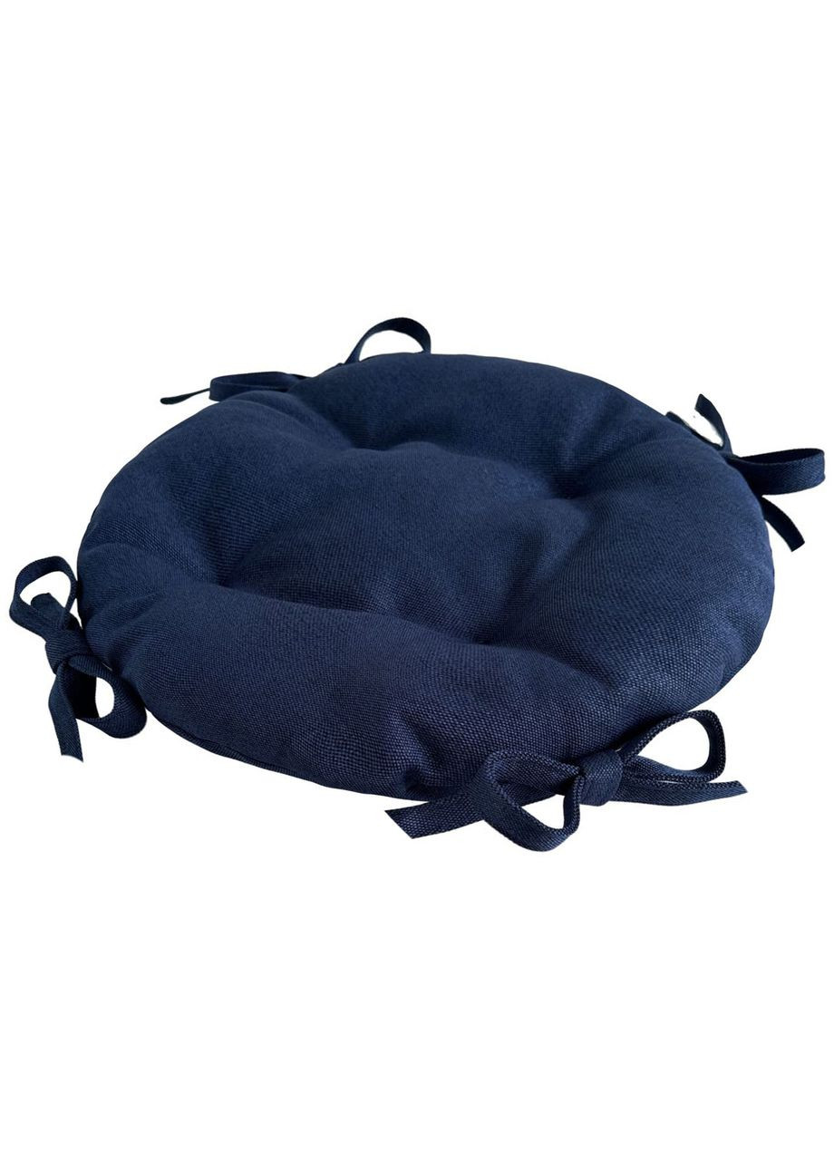 Подушка на стул и кресло рогожка Ø 40х8 см темно-синий No Brand (324832709)