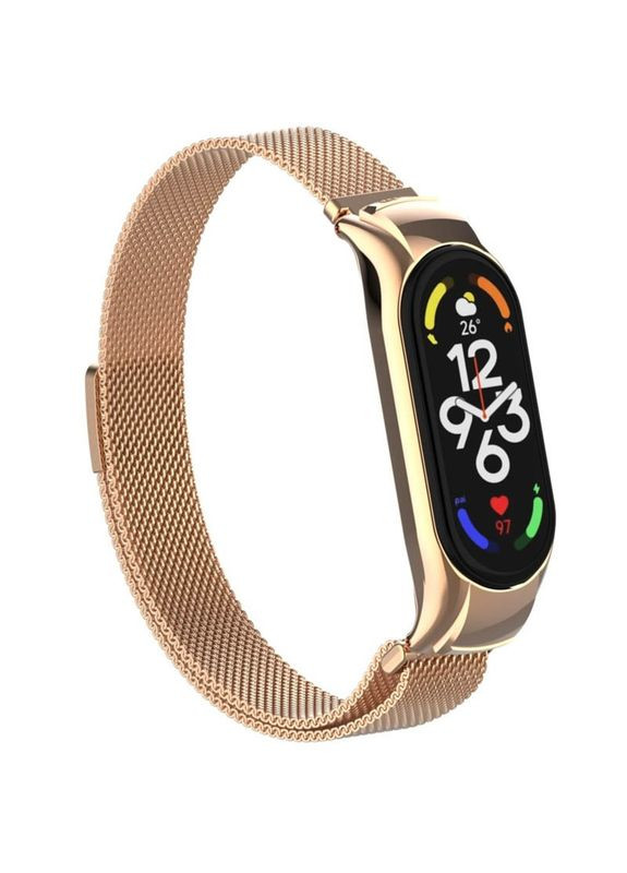 Ремінець Milanese Loop Design для Xiaomi Mi Band 5/6 Rose Gold No Brand (361077637)
