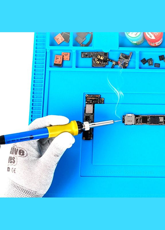 Силіконовий килимок V51 / мат термостійкий для паяння та ремонту техніки / 450x300 мм Blue Mechanic (322568131)