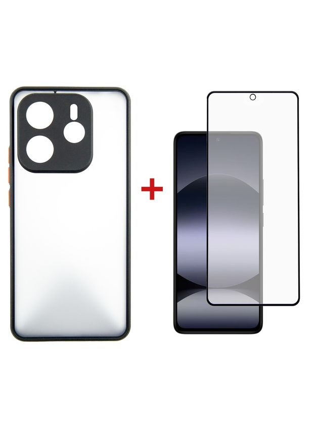 Чохол-накладка Matt для Xiaomi Redmi Note 14 5G Black (DG-KM-127) + захисне скло DENGOS (341489371)