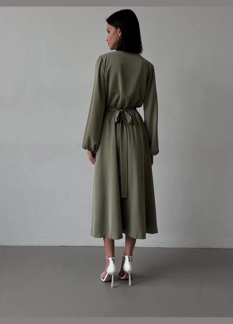 Оливковое (хаки) коктейльное, деловое, повседневный, кэжуал, джинсовое, вечернее платье женское No Brand