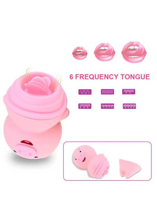 Вібратор "язик" для клітора та сосків Свинка USB рожевого кольору 6 режимів вібрації на акомуляторі China (360603907)