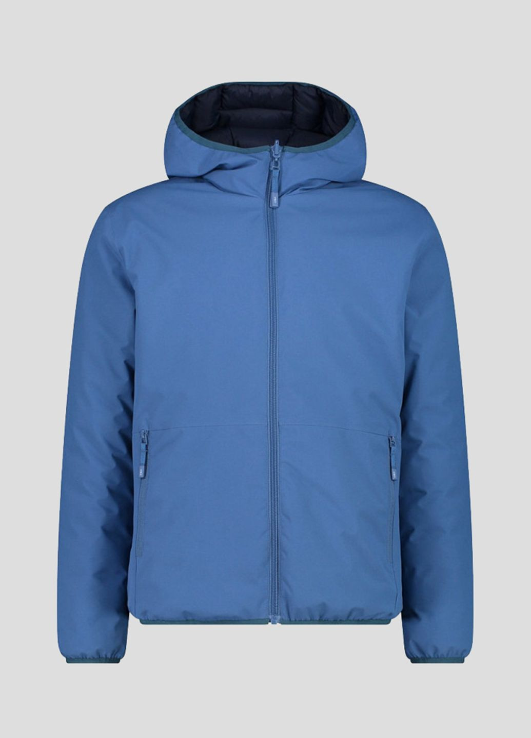 Синяя демисезонная двусторонняя утепленная куртка с капюшоном CMP