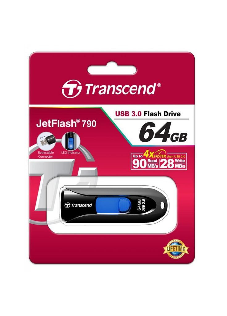 USB флеш накопичувач (TS64GJF790K) Transcend 64gb jetflash 790 usb 3.0 (268146097)