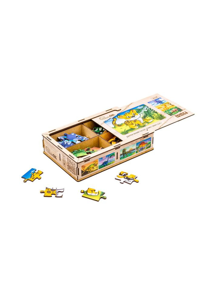 Деревянный детский пазл 4в1 "Дикие звери" Puz-58714, 80 элементов PuzzleOK (336332584)