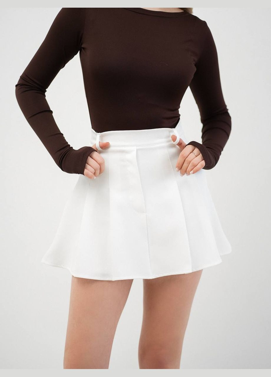 Молочная праздничный, повседневная, кэжуал однотонная юбка-шорты Україна а-силуэта (трапеция)