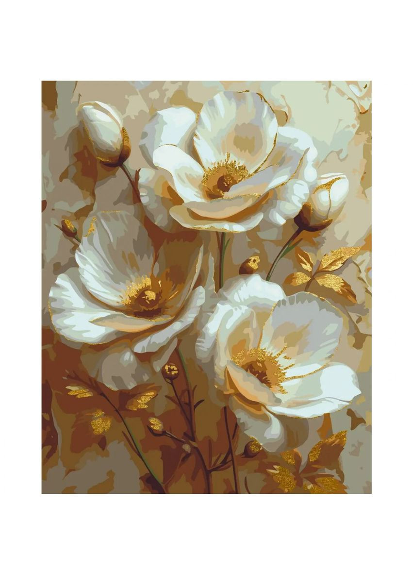 Картина по номерам с красками металлик "Белые цветы" 40х50 MIC (292252282)