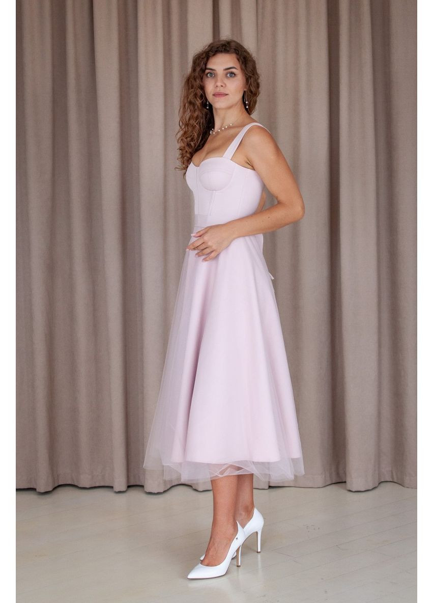 Пудровое вечернее платье а-силуэт ODDI однотонное