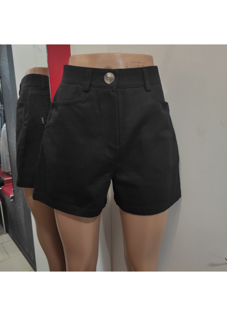 Шорты женские из хлопка с высокой посадкой S черные Azuri (350349671)