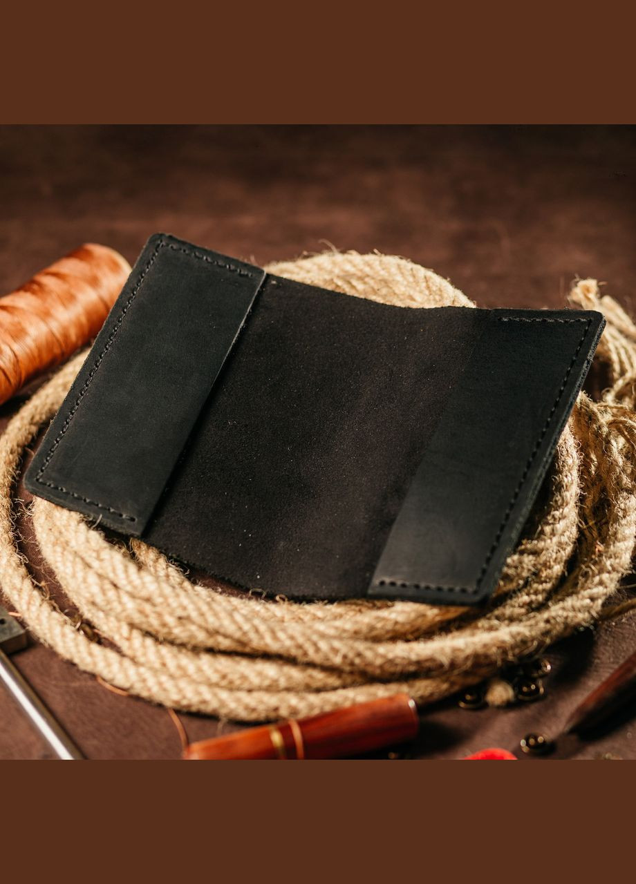 Паспортница Черная Тризуб кожаная, стильный практичный чехол из кожи с тиснением, обложка на паспорт No Brand (333705377)