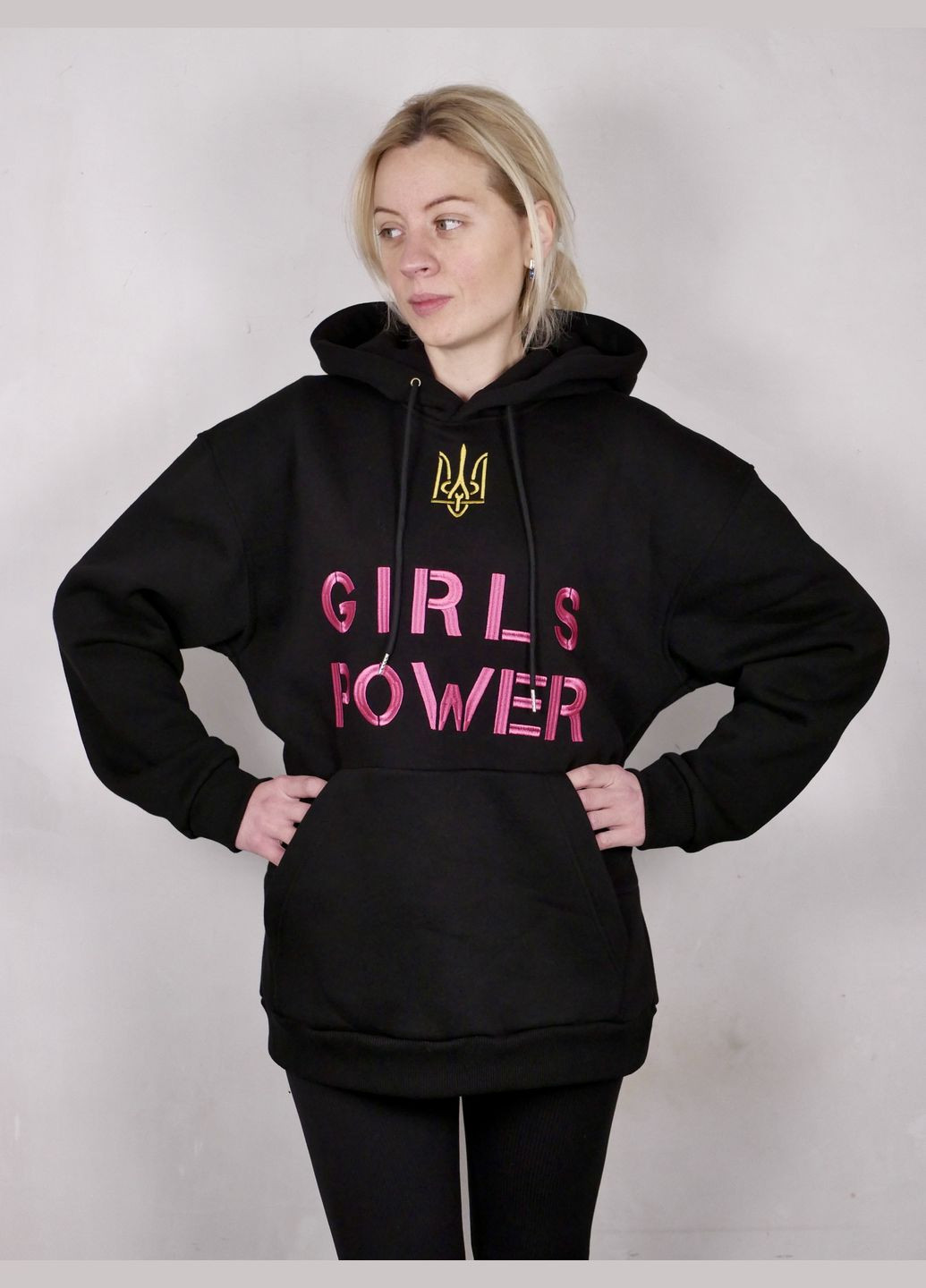 Чорний толстовка худі вишиванка - UVA українська символіка люверси, шнурівка, вишивка (316465285)