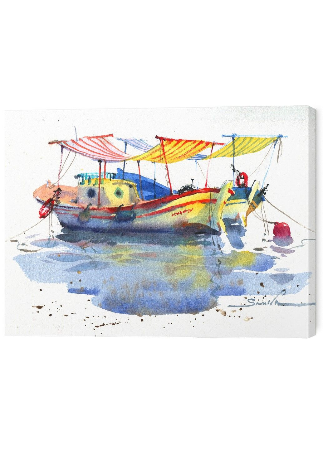 Море картины на стену в гостиную / спальню «Яркое Плавание» No Brand (324106342)