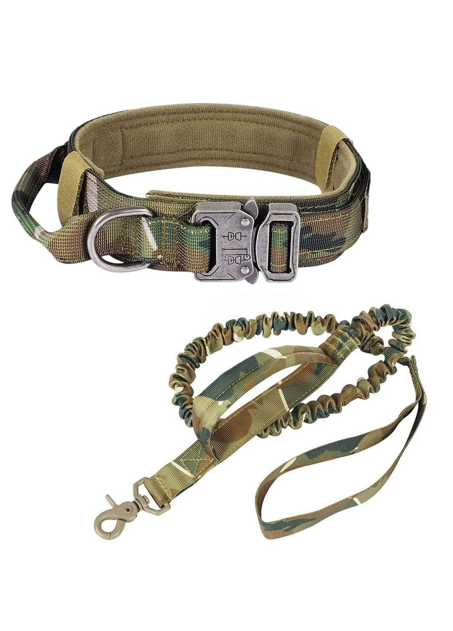 Ошейник с поводком для собак, нейлоновый с металлической пряжкой-фастекс, Камуфляж M (38-47см) No Brand (299915650)