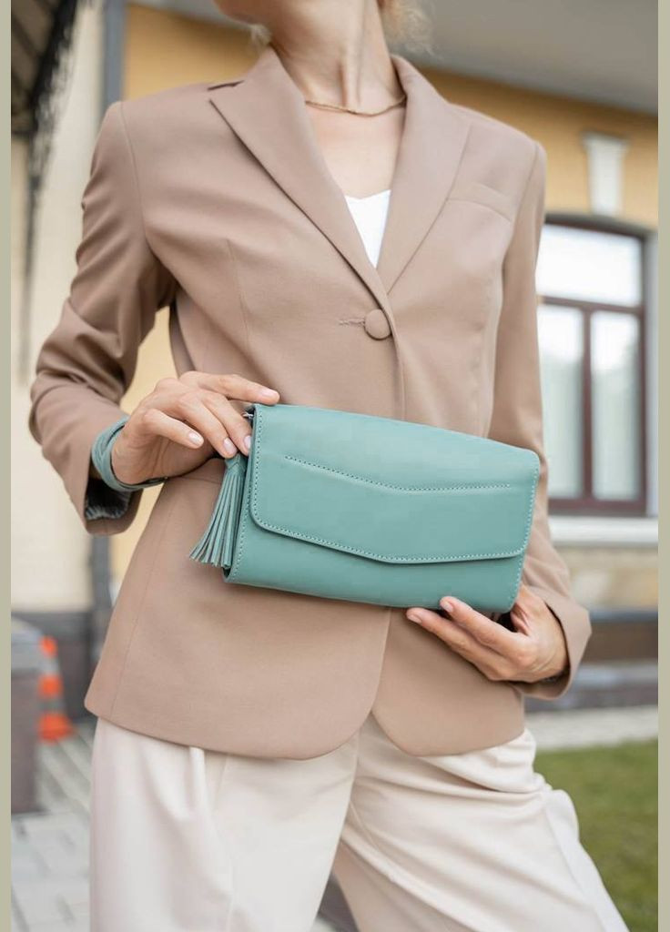 Кожаная женская сумка Элис бирюзовая (A-026269) BlankNote клатч (327874277)
