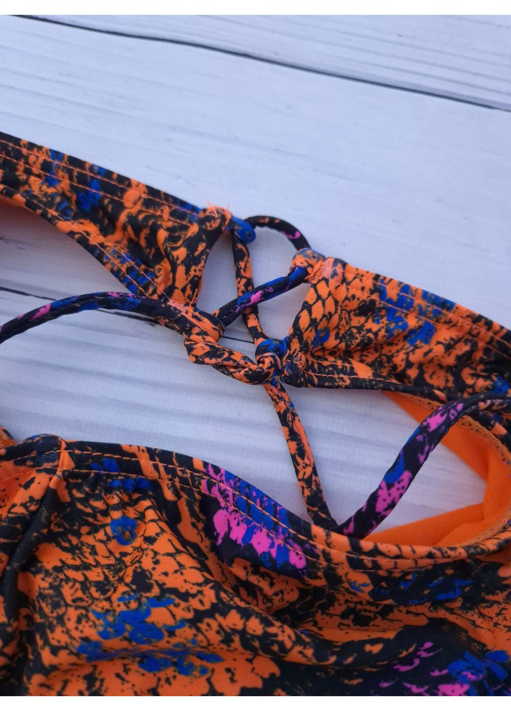 Чорний літній купальник роздільний жіночий чорний ліф трусики в принт балконет Primark