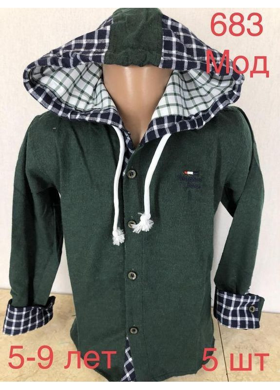 Дитяча сорочка для хлопчика трикотажна, зеленого кольору, з капюшоном на 5,6,7,8,9 років Kids (370438832)