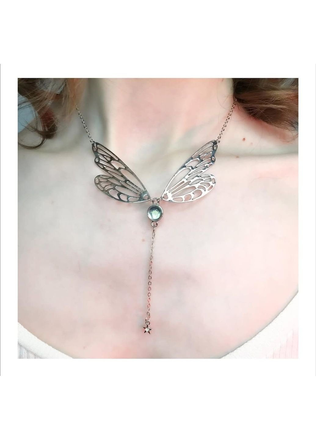 Сказочное колье с большими крыльями и подвесками эльфийская цепь fairy кулон кавай лолита кокетт ожерелье фэнтези No Brand (315932571)