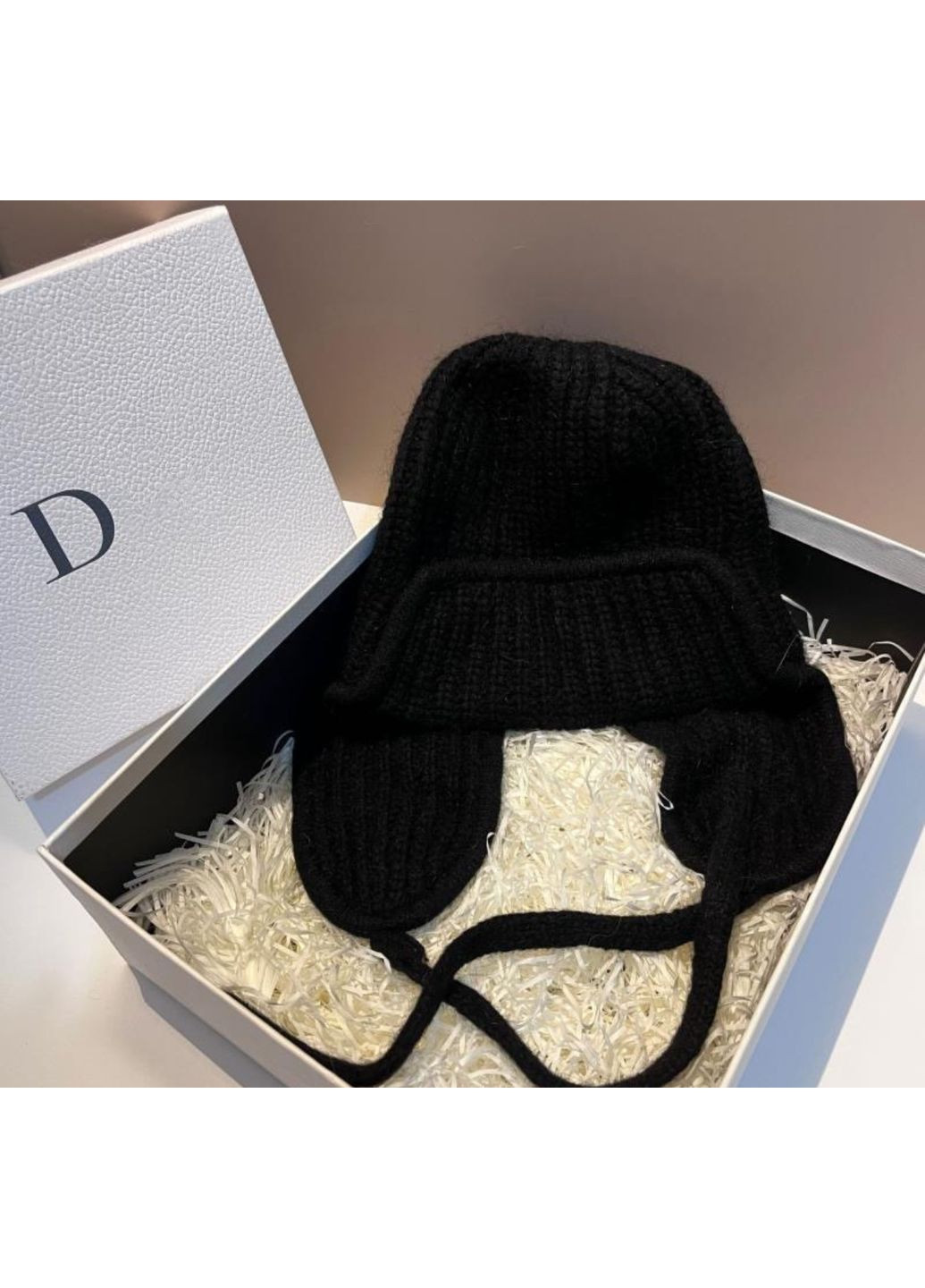 Шапка ушанка вязанная ангоровая черная No Brand Шапка вушанка (367268816)