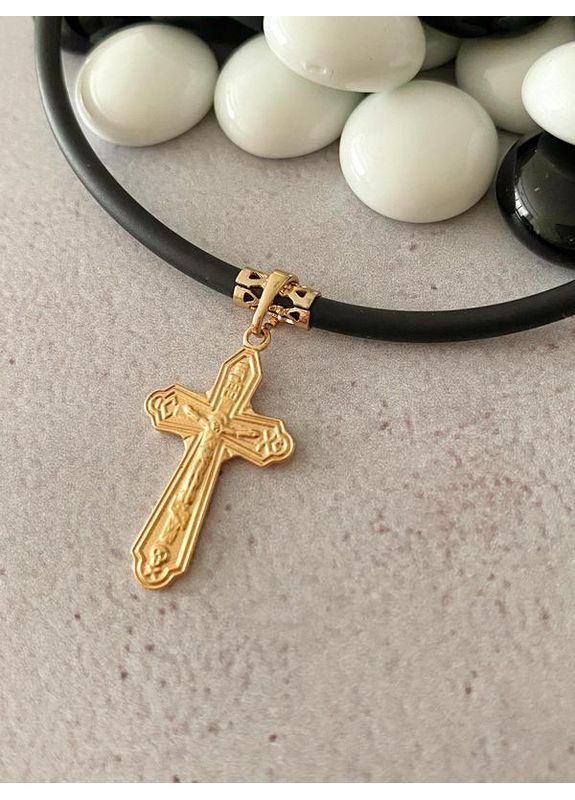 Каучук 45см-50см + Хрестик. Позолота. Каучуковий Шнур, Шнурок No Brand (361029321)