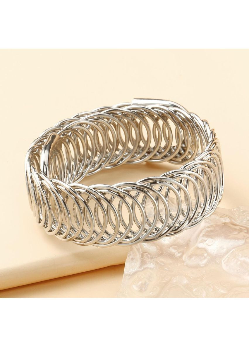 Металевий пружинний браслет сріблястий No Brand (361225258)