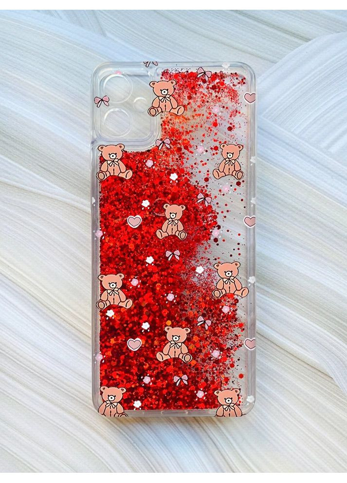 Чехол с плавающими красными блестками на Samsung Galaxy A05 (A055) Ведмежата (принт 418) Creative (361111867)