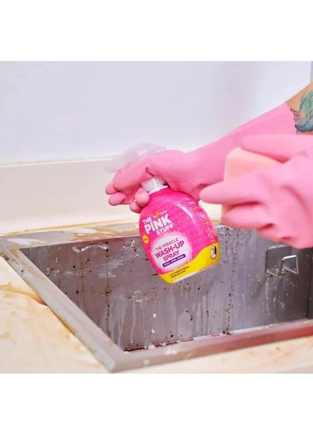 Засіб для миття посуду та чищення всіх поверхонь від жиру The Miracle Wash-Up Spray 500мл The Pink Stuff (331787266)