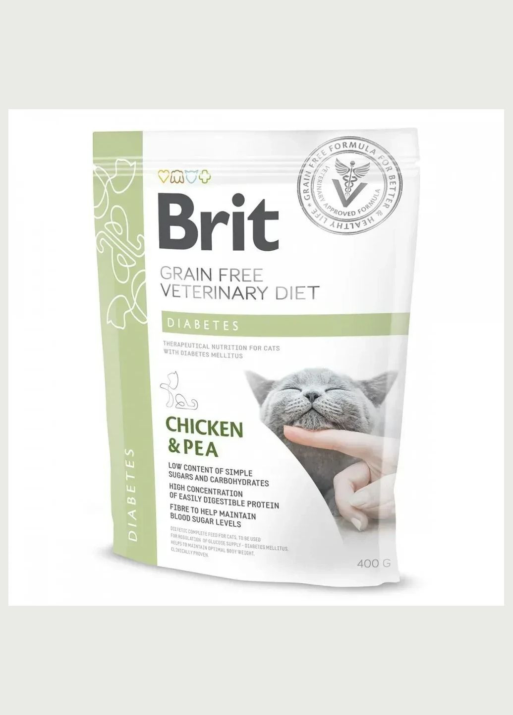 Корм сухой GF VetDiet Cat Diabetes для кошек с сахарным диабетом беззерновой с курицей и горохом 400 г😻 Brit (342374091)