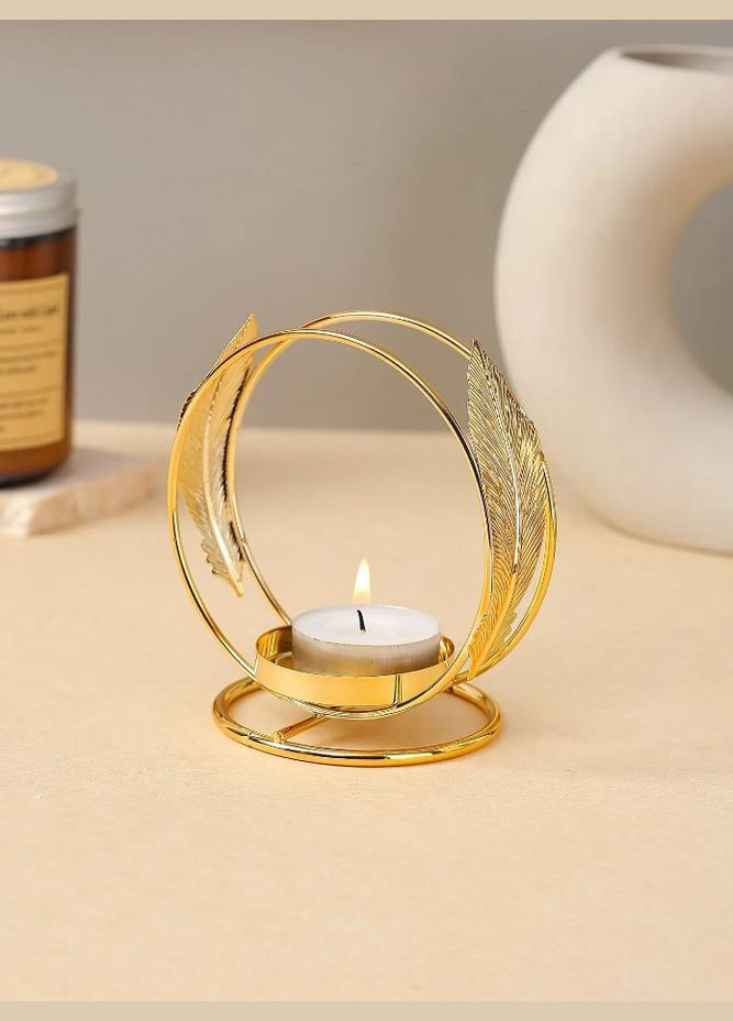 Металевий золотистий свічник у скандинавському стилі No Brand (292319812)