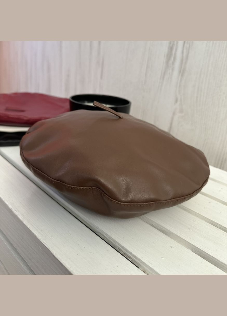 Чорний жіночий берет зі штучної шкіри 55-58р (850) No Brand (358052668)