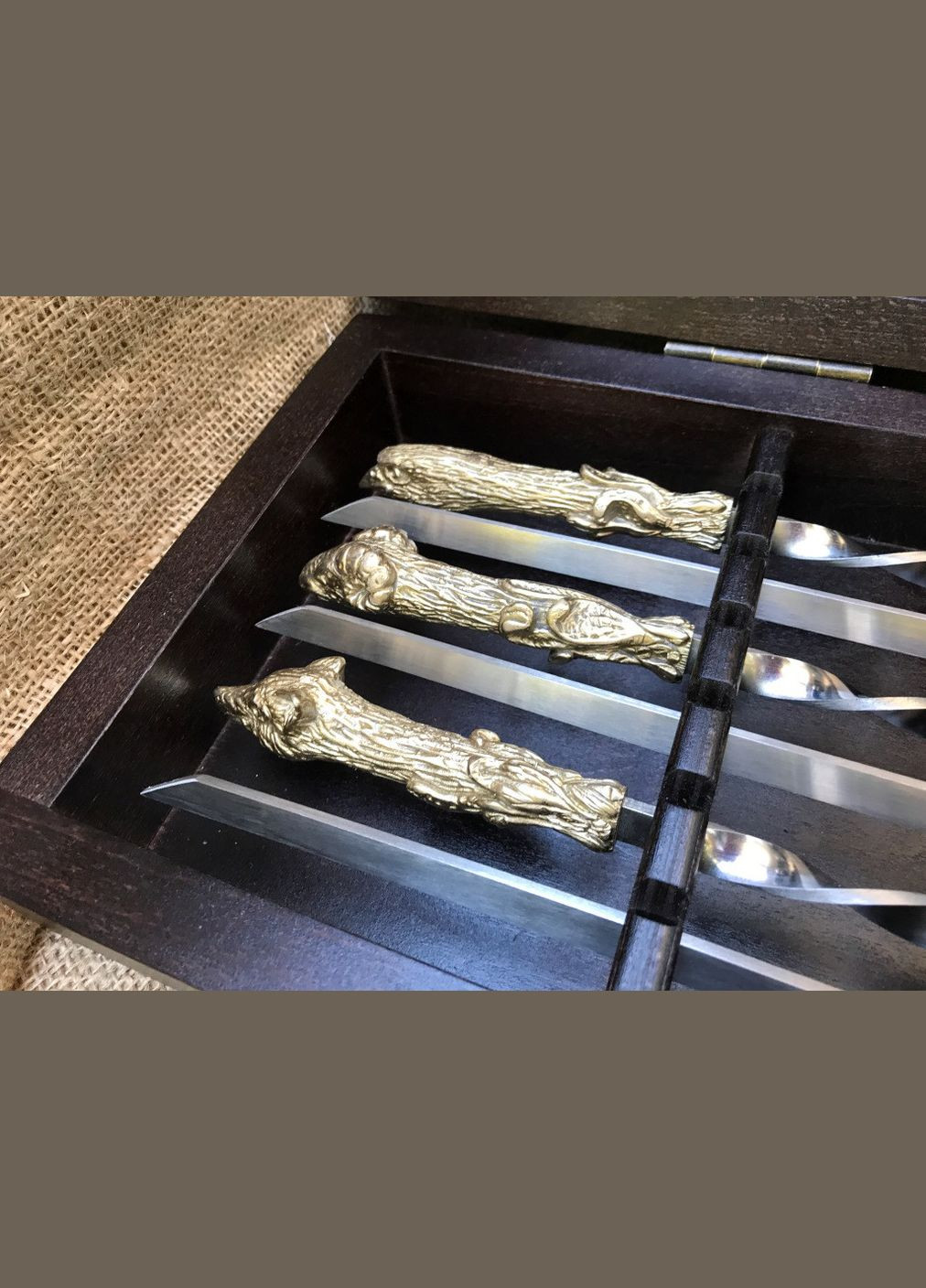 Набор шампуров с рюмками,ножом и вилкой для мяса Люкс Звери 14 предм 47330078 NB Art (346535131)