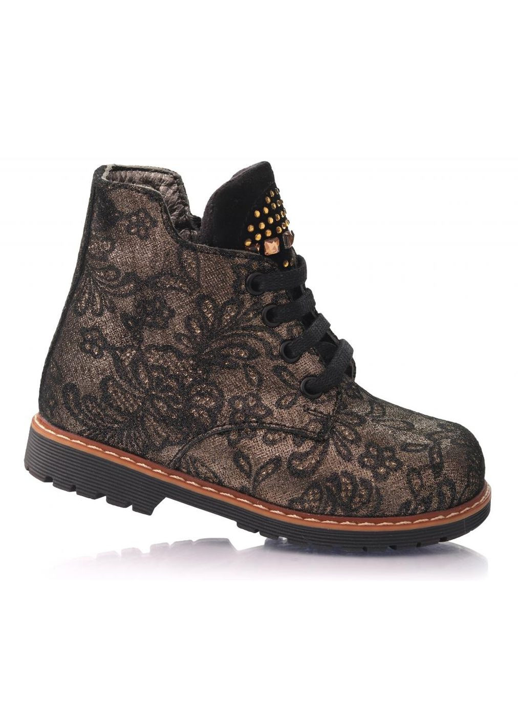 Цветные ботинки осенние 2249 для девочек черно-золотистые. размер 19 Topitop