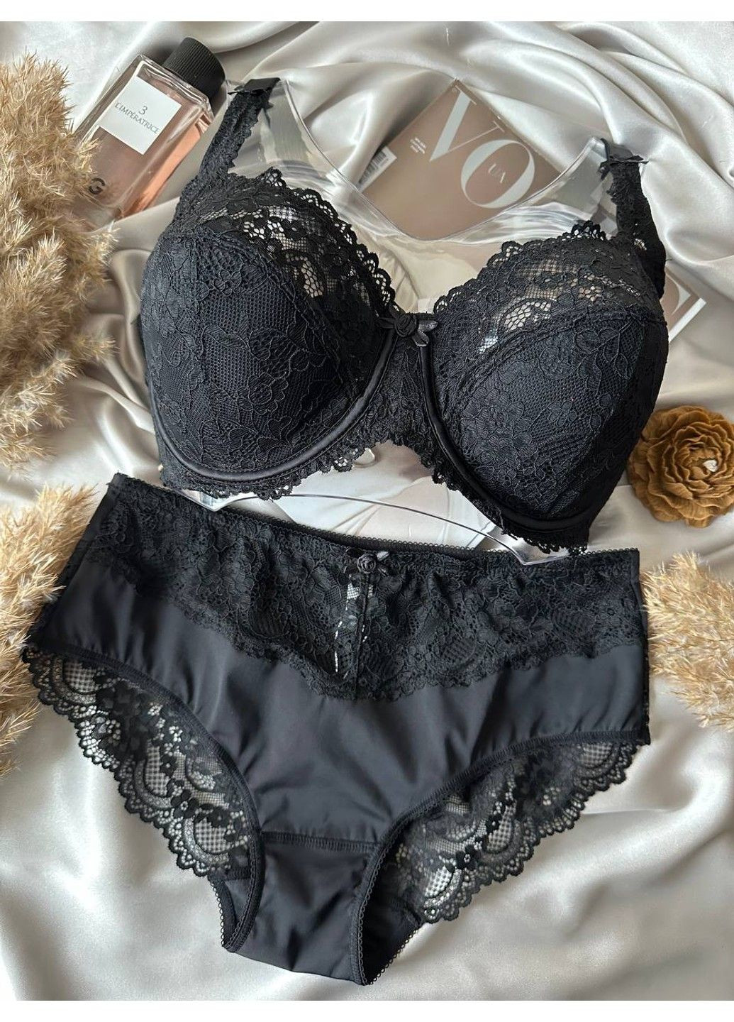 Черный женское черное нижнее белье комплект Lanny Mode