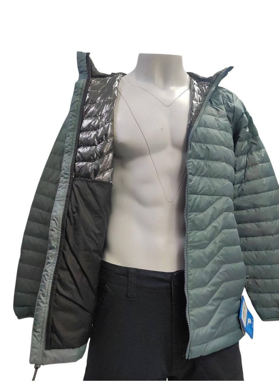 Комбинированная демисезонная мужская куртка с технологией держания тепла, с капюшоном, стеганая, бирюзового цвета, размер s Columbia slim fit