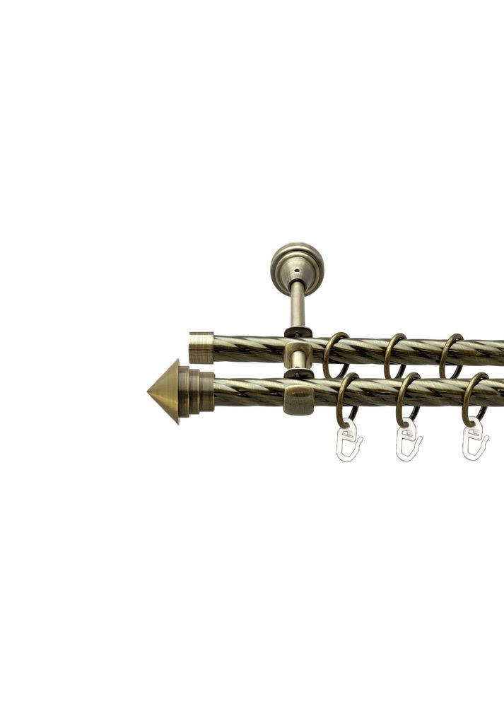 Карниз Сетра металевий дворядний відкритий скручена труба Антик 16\16 мм 160 см (00-00022521) ORVIT (300692545)