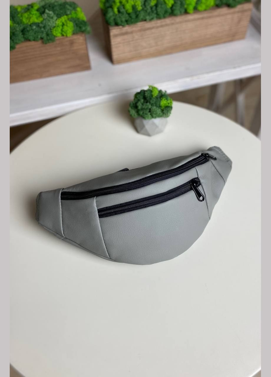 Сумка на пояс бананка серый цвет матовая экокожа Prime grey No Brand (293943081)