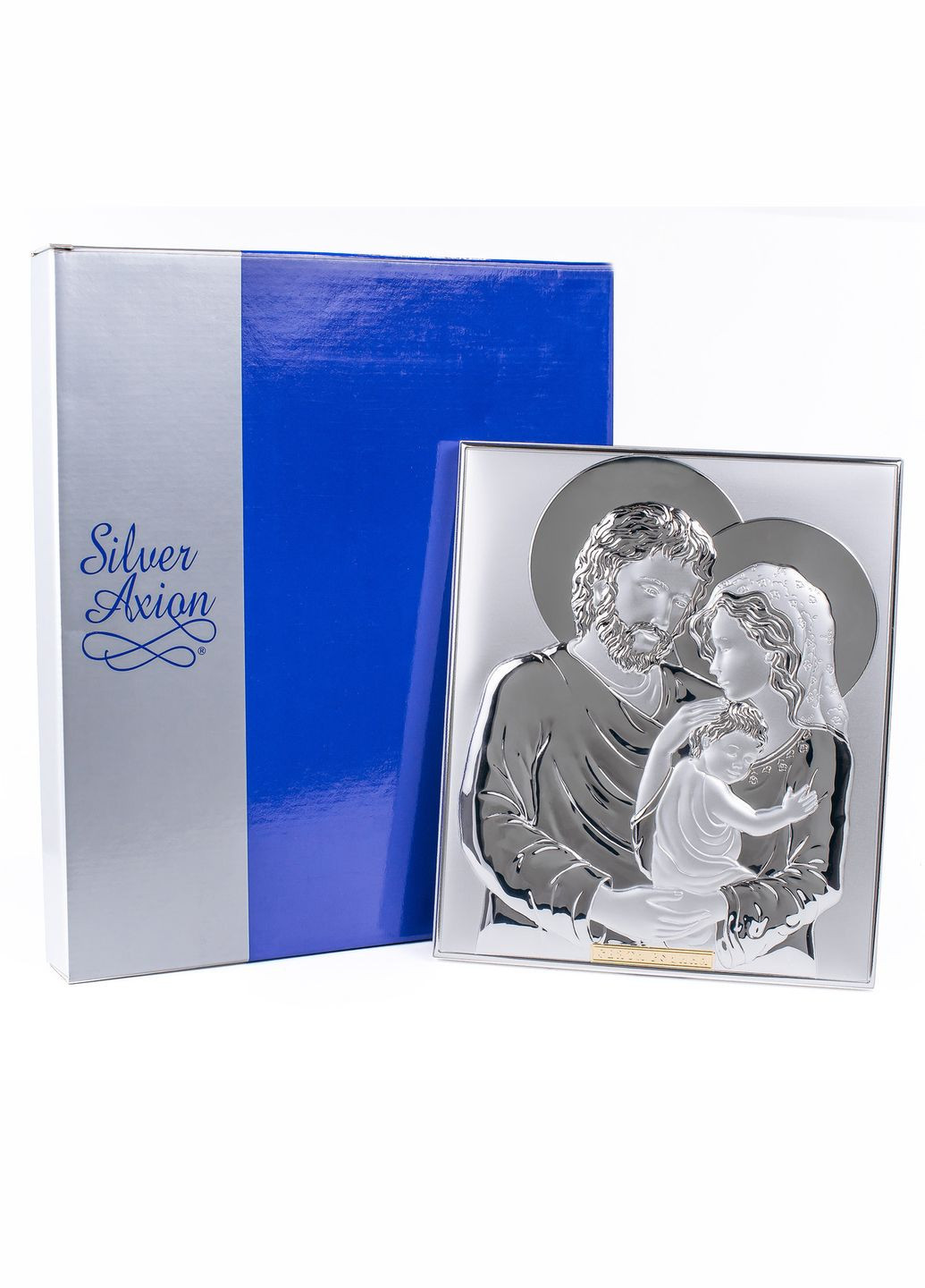 Ікона Святе Сімейство 20,9х24,7см срібна на білому дереві прямокутної форми без рамки Silver Axion (265446093)