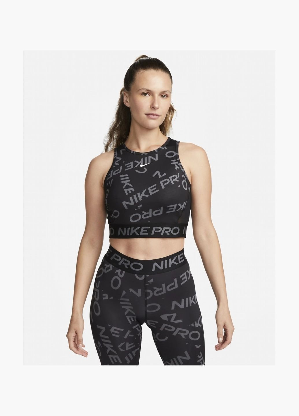 Топ жіночий Pro Dri-Fit Crop Printed Tank Top Black FB5500-010 Nike (326783479)
